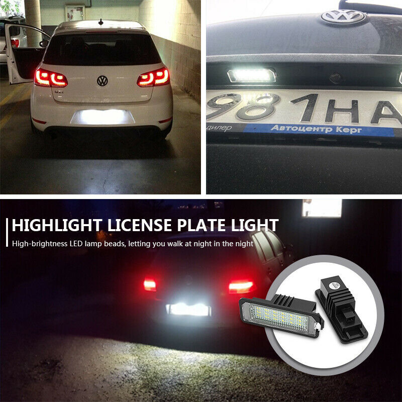 2Pcs Rear LED Number License Plate Lights Lamp Bulbs for VW GOLF5 2003-2008