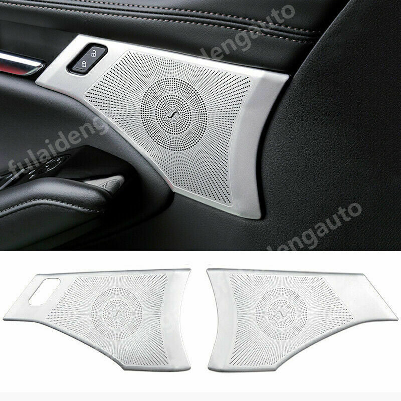 2Pcs for Mazda 3 Axela 2019-2021 Silver Steel Door Speaker Horn Frame Cover Trim