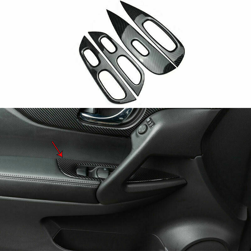 4P Carbon Fiber Window Lift Switch Panel Cover Trim For 2014-2020 for Nissan Rogue