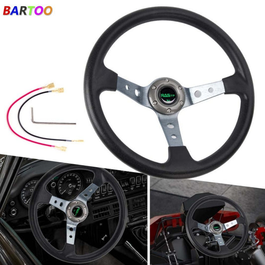 Steering Wheel 350mm 14inch Deep Dish 6 Bolt with Horn Button Racing