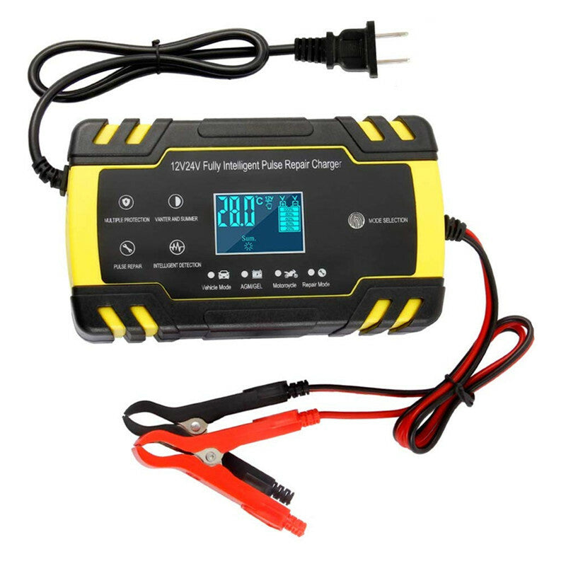 12VLCD Display Wet Dry Lead Battery Charger Intelligent Fast Power Charging Tool