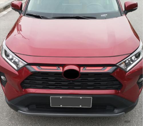 for Toyota RAV4 19-2023 RedCarbon Fiber Front Center Hood Grille Grill Trim 2X