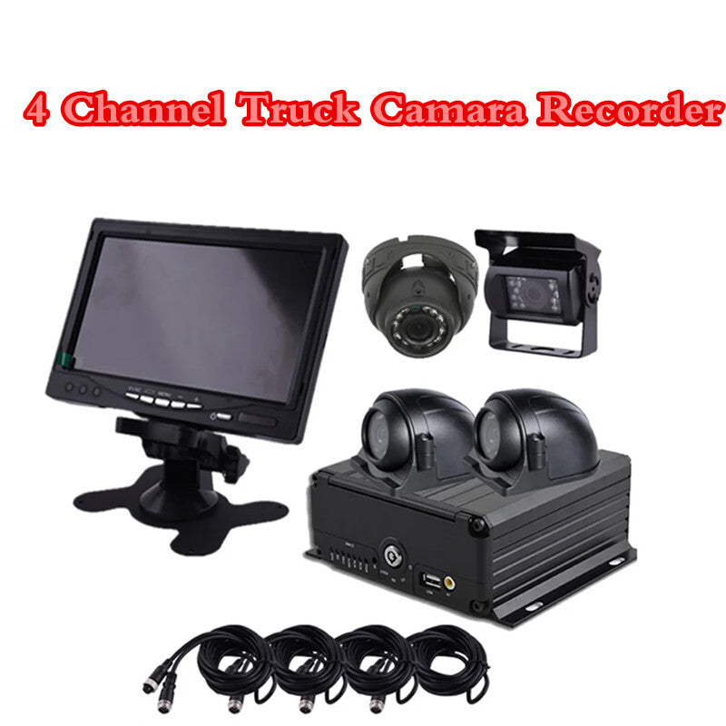 Car Truck Bus 4 Channel Truck Camara Recorder 7In Monitor MDVR Mobile Video DVR