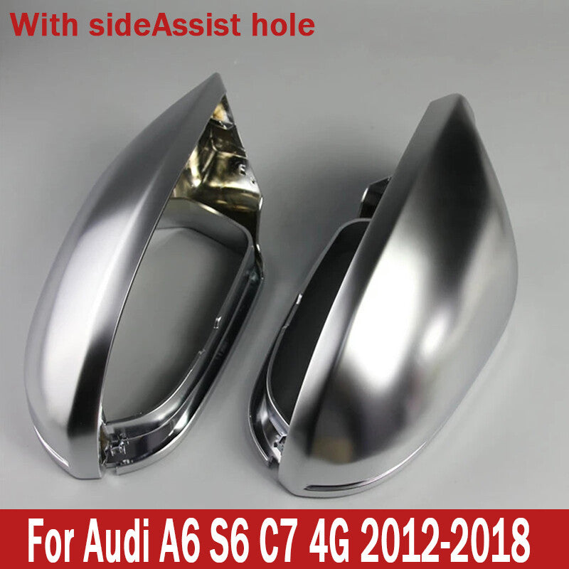 With side Assist hole matte side mirror cover for Audi A6 S6 C7 4G 2012-18