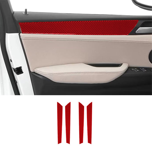 4Pcs Red Carbon Fiber Door Decorative Panel Trim for BMW X3 F25 X4 F26 2011-2017