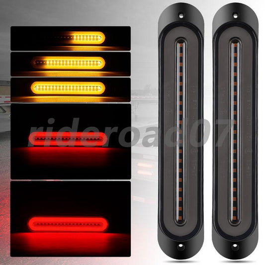 2pcs Trailer Truck 68 LED Tail Brake Light Flowing Turn Signal Universal