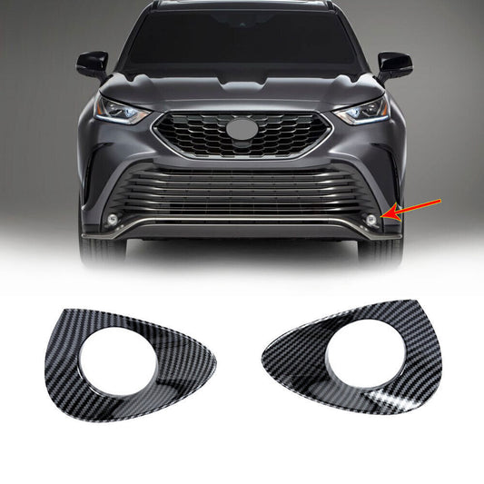for Toyota Highlander XSE 2020-24 Carbon Fiber Style Front Fog Light Cover Trim