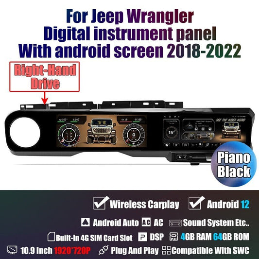 Dual Screen Car Radio for Jeep for Wrangler JL Gladiator 2018-2023 Stereo Upgrade