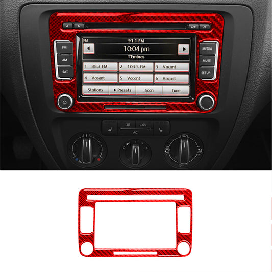 Red Carbon Fiber Radio With Navigation Panel for Volkswagen for Jetta Sedan 2011-14