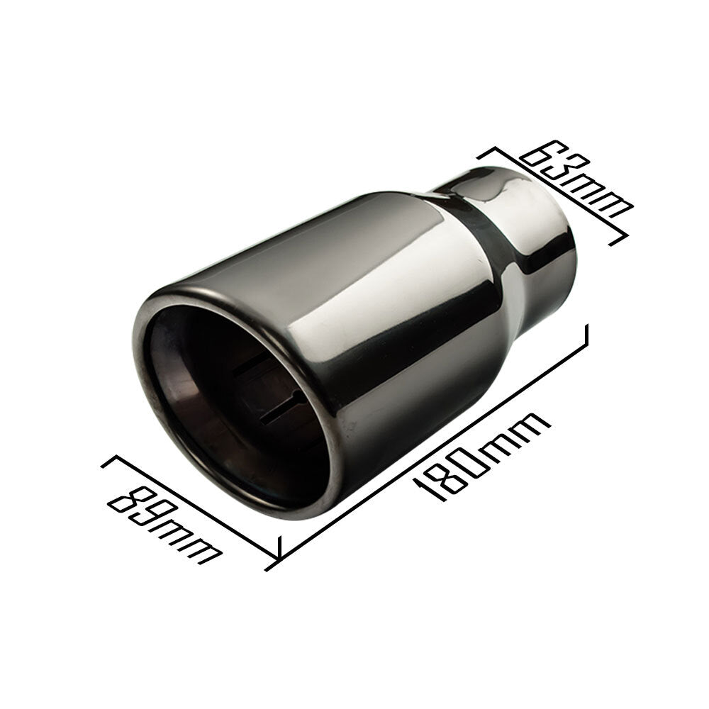 2.5'' Inlet Universal Welding Tail Tip Exhaust Tips 3.5'' OD Black 180mm Rolled