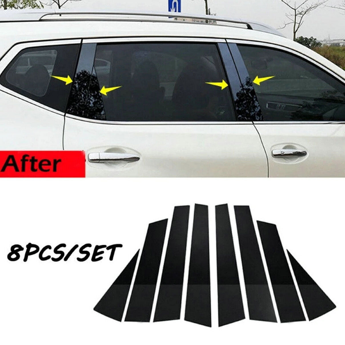 for Nissan Rogue 14-2020 Black Pillar Post Door Window Moulding Cover Trim 8PCS