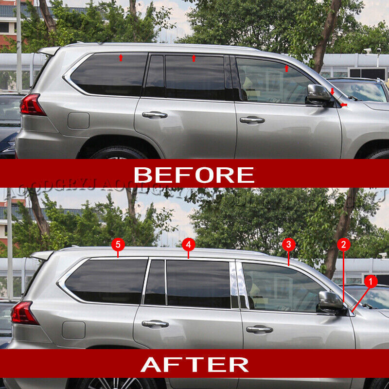 Chrome Steel Window Door Belt Moulding Strips Trim Set 10x for LEXUS LX570 16-21