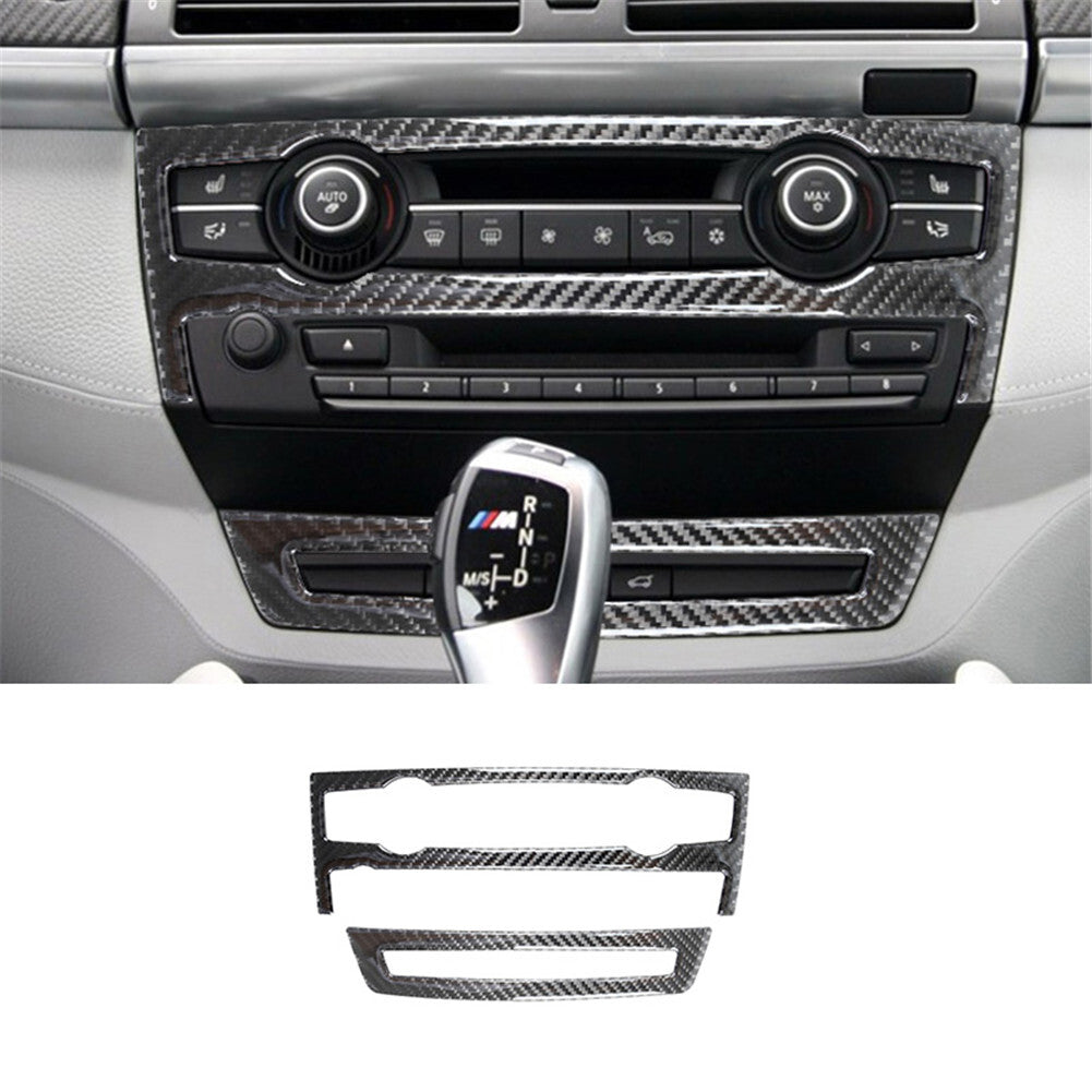 Carbon Fiber Central Radio CD Control Cover Trim for BMW X5 E70 X6 E71 2011-2013