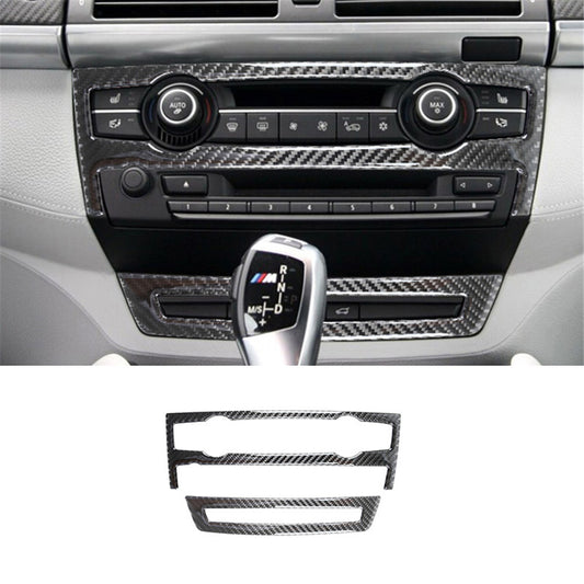 Carbon Fiber Central Radio CD Control Cover Trim for BMW X5 E70 X6 E71 2011-2013