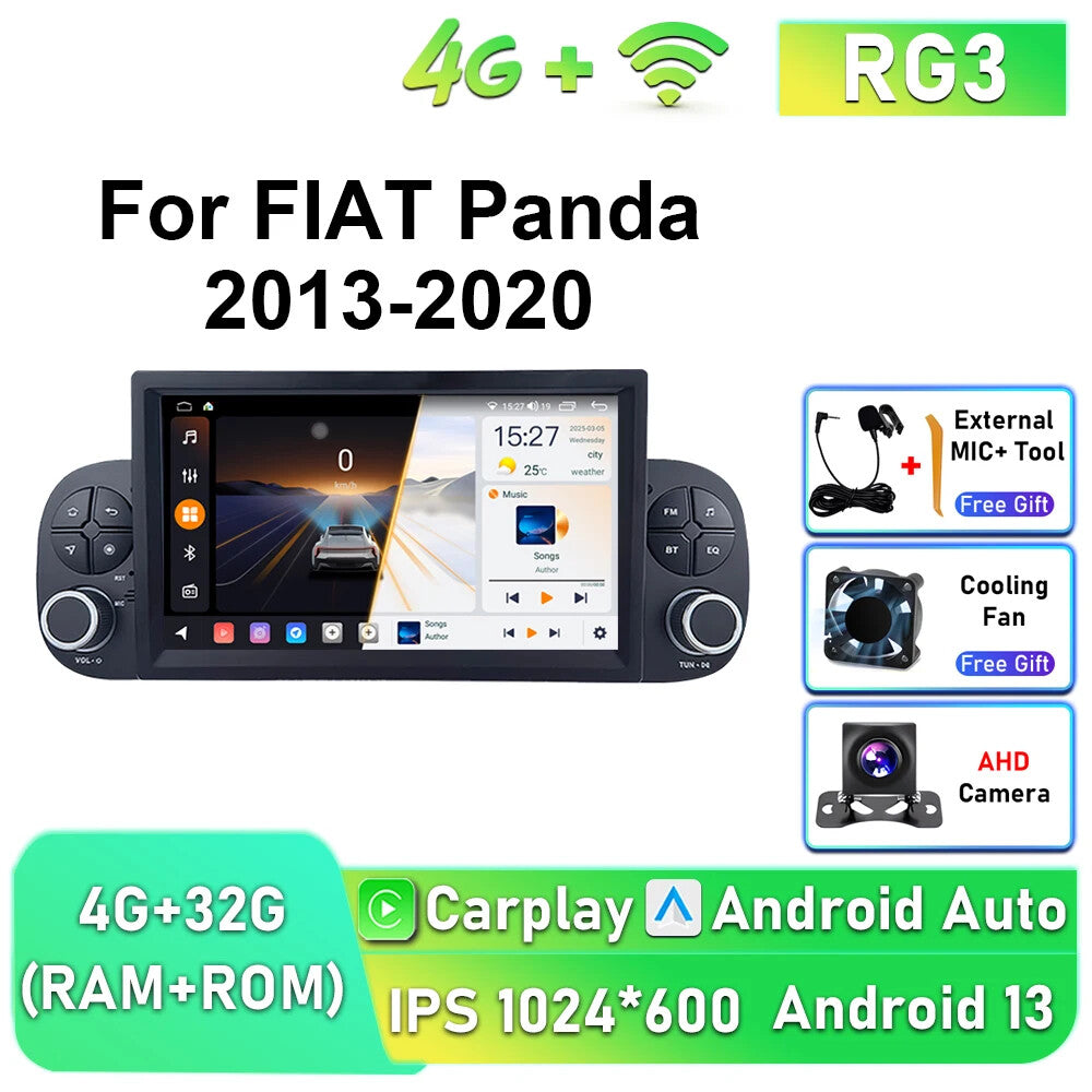for Fiat Panda 2013-2020 Android Car Radio CarPlay Multimidia Stereo Screen GPS