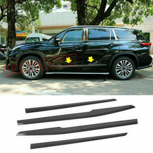 4Carbon Color Door Body Side Molding Cover Trim for Toyota Highlander 2020-2023