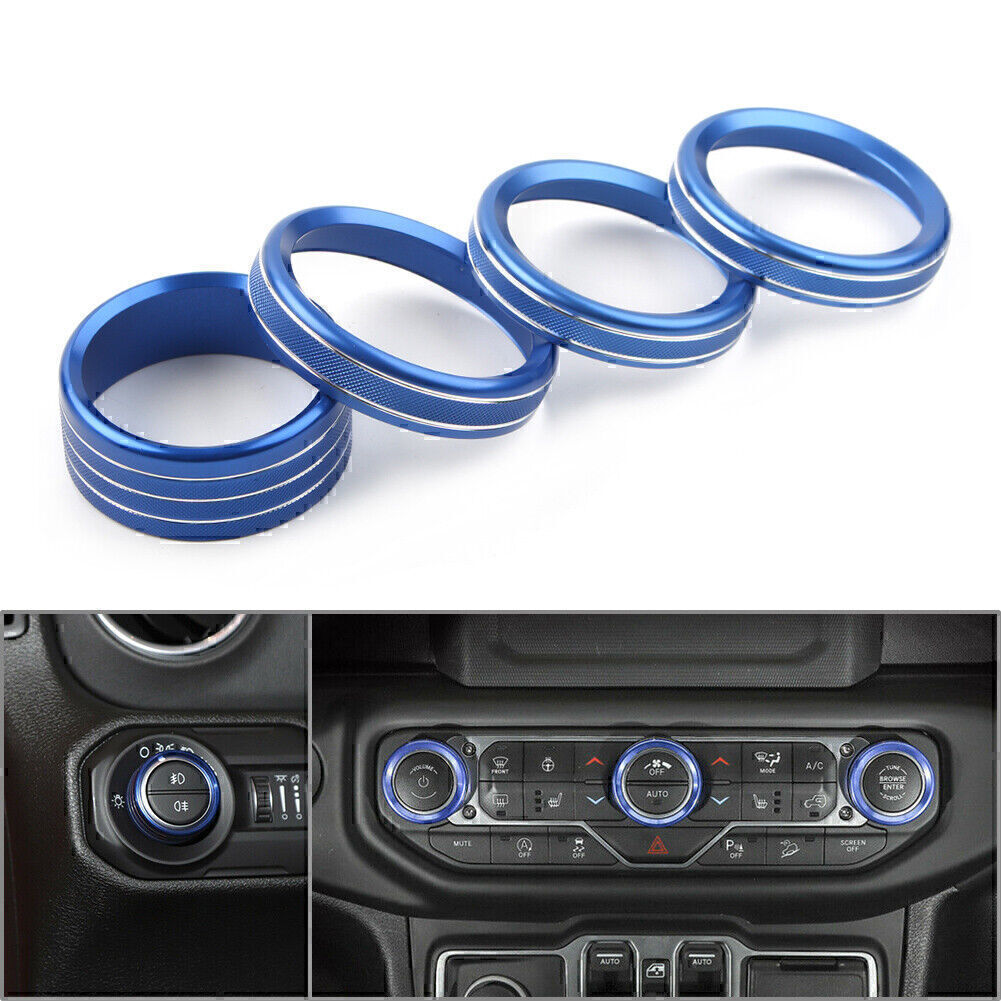 Blue Air Conditioner Switch Knob Ring Cover Trim FIT 2018 2020 for Jeep for Wrangler JL