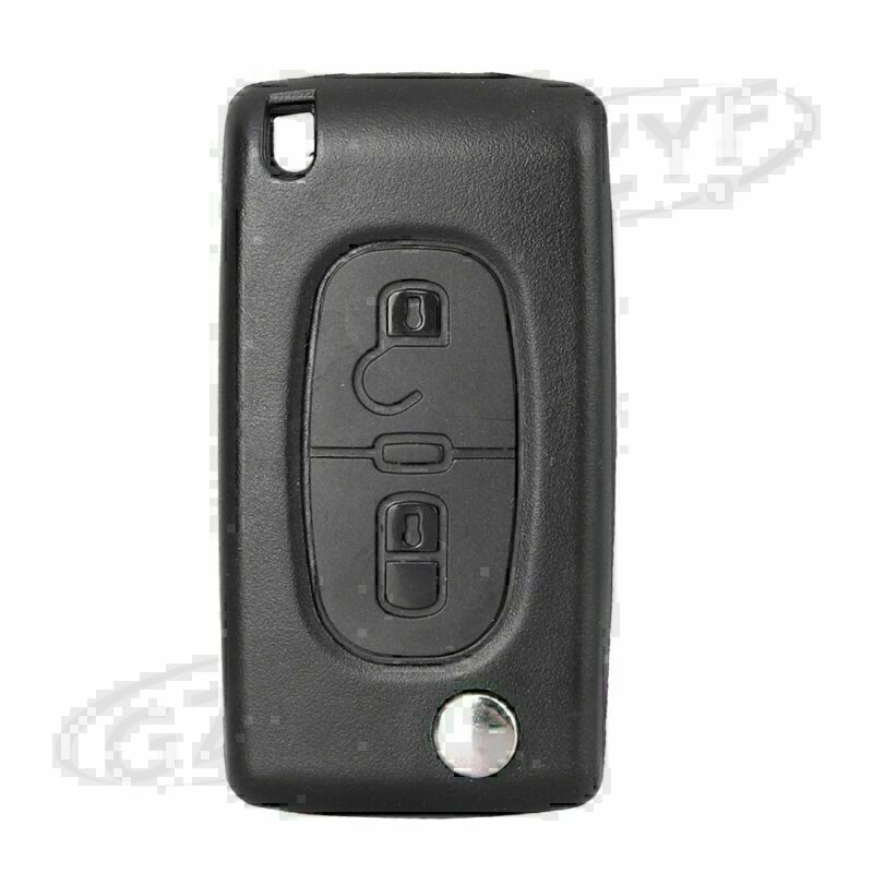 2 Buttons Remote Control Flip Key Shell Case Fit for PEUGEOT 207 307 308 Black