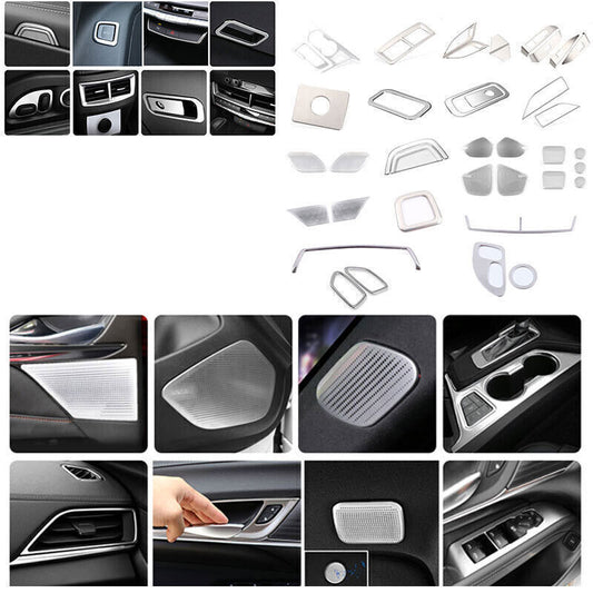 Matte Silver Inner Molding Full Set Decor Cover Trim for Cadillac CT4 2020-2024