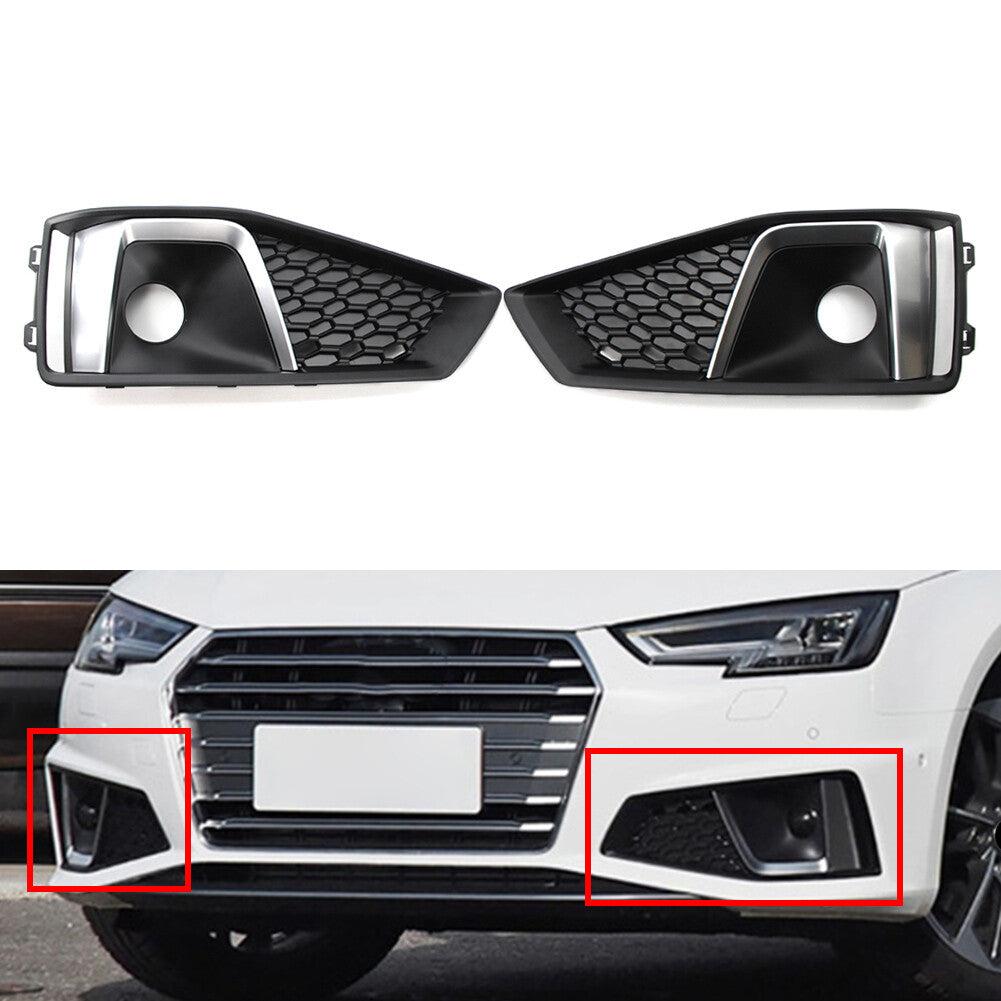 Front Bumper Grille Fog Light Lamp Cover Fit for Audi A4 B9 S4 2018 2019 2020