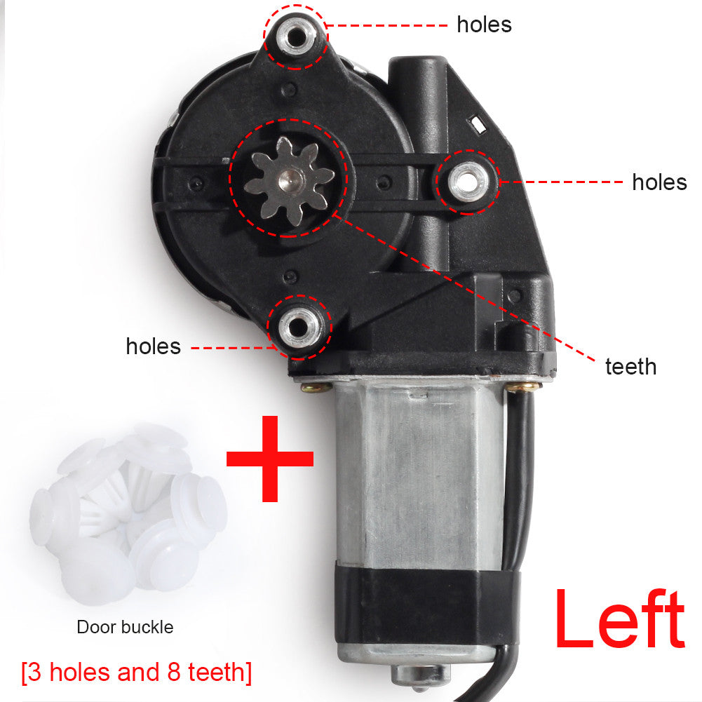 1 dual 12V power window regulator motor (3 holes + 8-tooth gear)