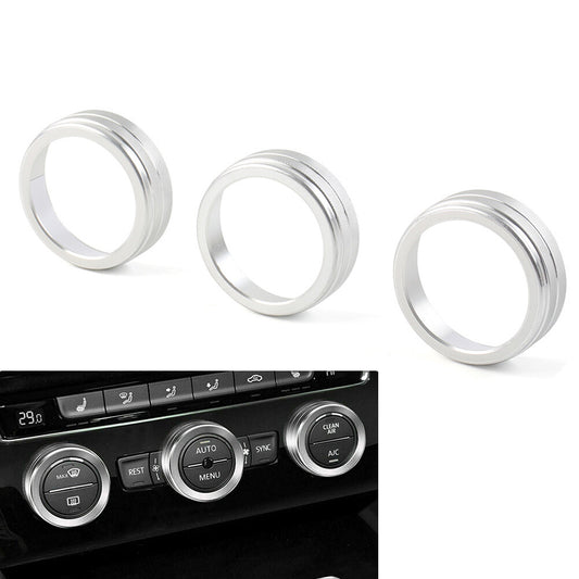 AC Climate Control Ring Knob Cover for VW for Golf for Jetta for Tiguan for Passat Atlas Silver