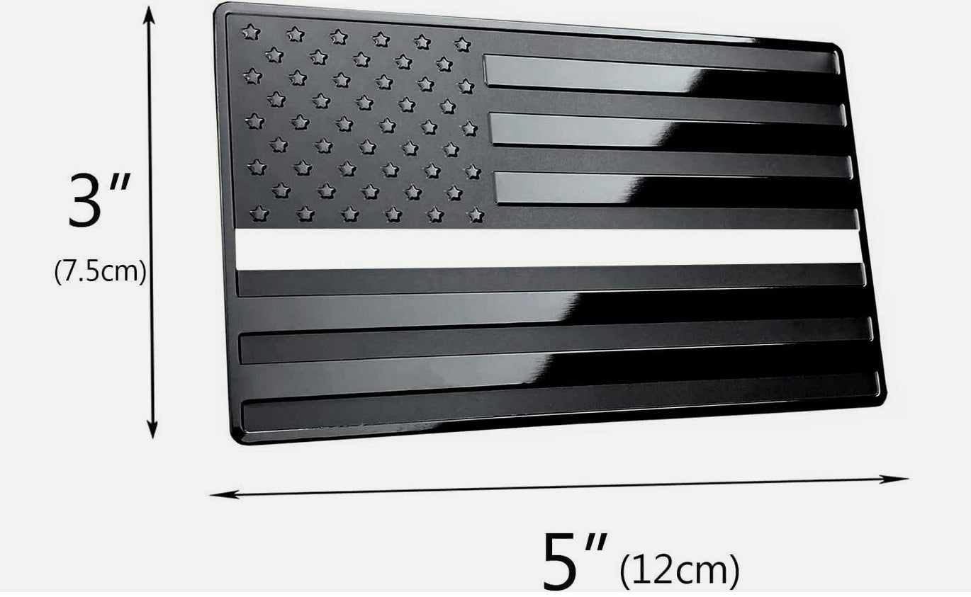2-piece car side fender rear trunk badge, black and white American flag for Chevrolet