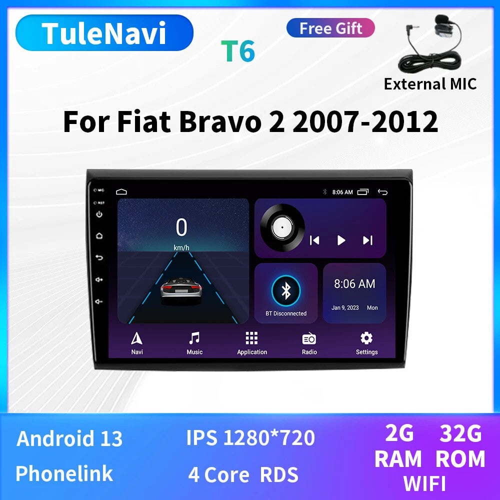 for Fiat Bravo 2 AndroidAuto Carplay System Radio Car Multimedia Player GPS Navi