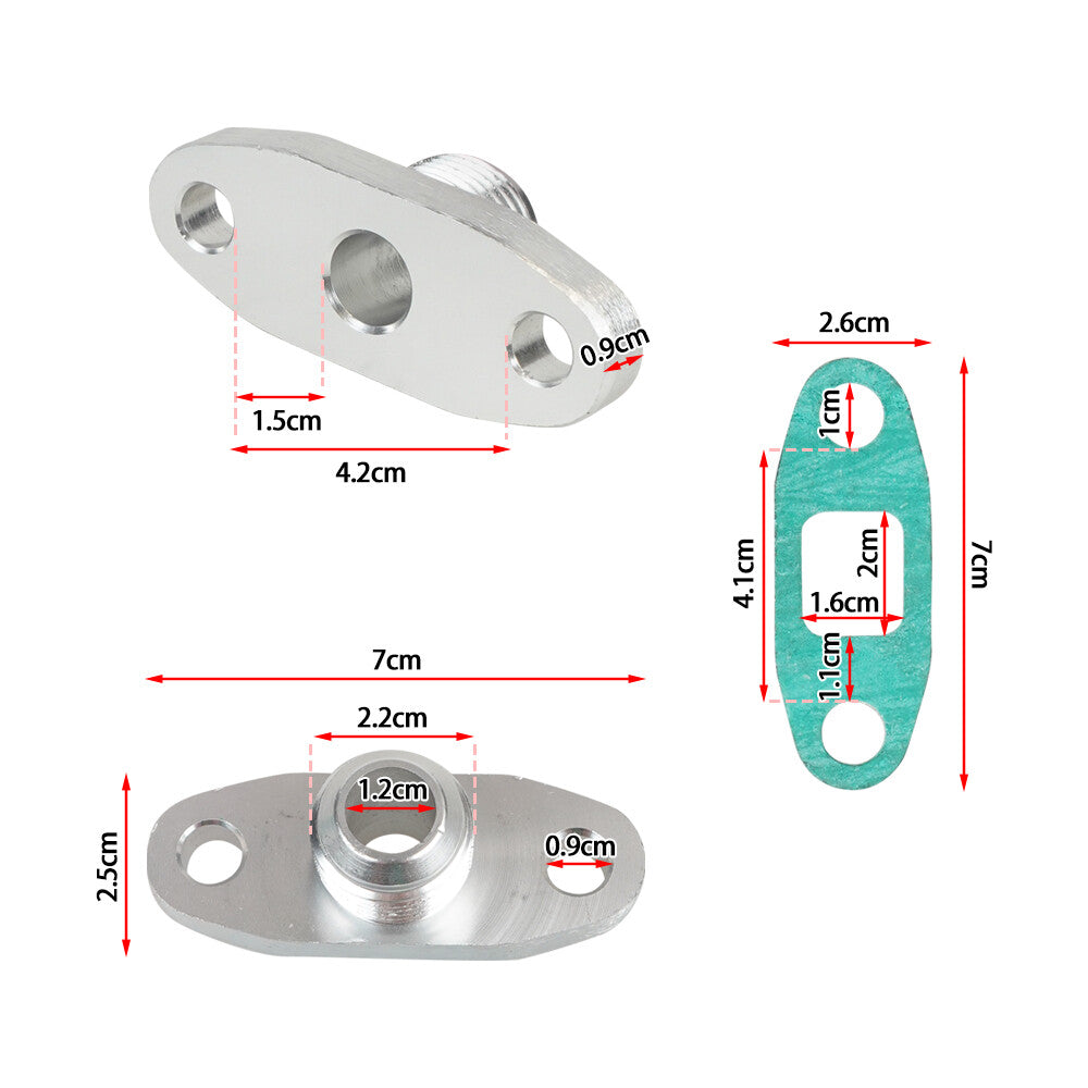 AN10 Fitting Adapter Kit For T3, T4, T04B Turbo Oil Return Drain Flange Gasket