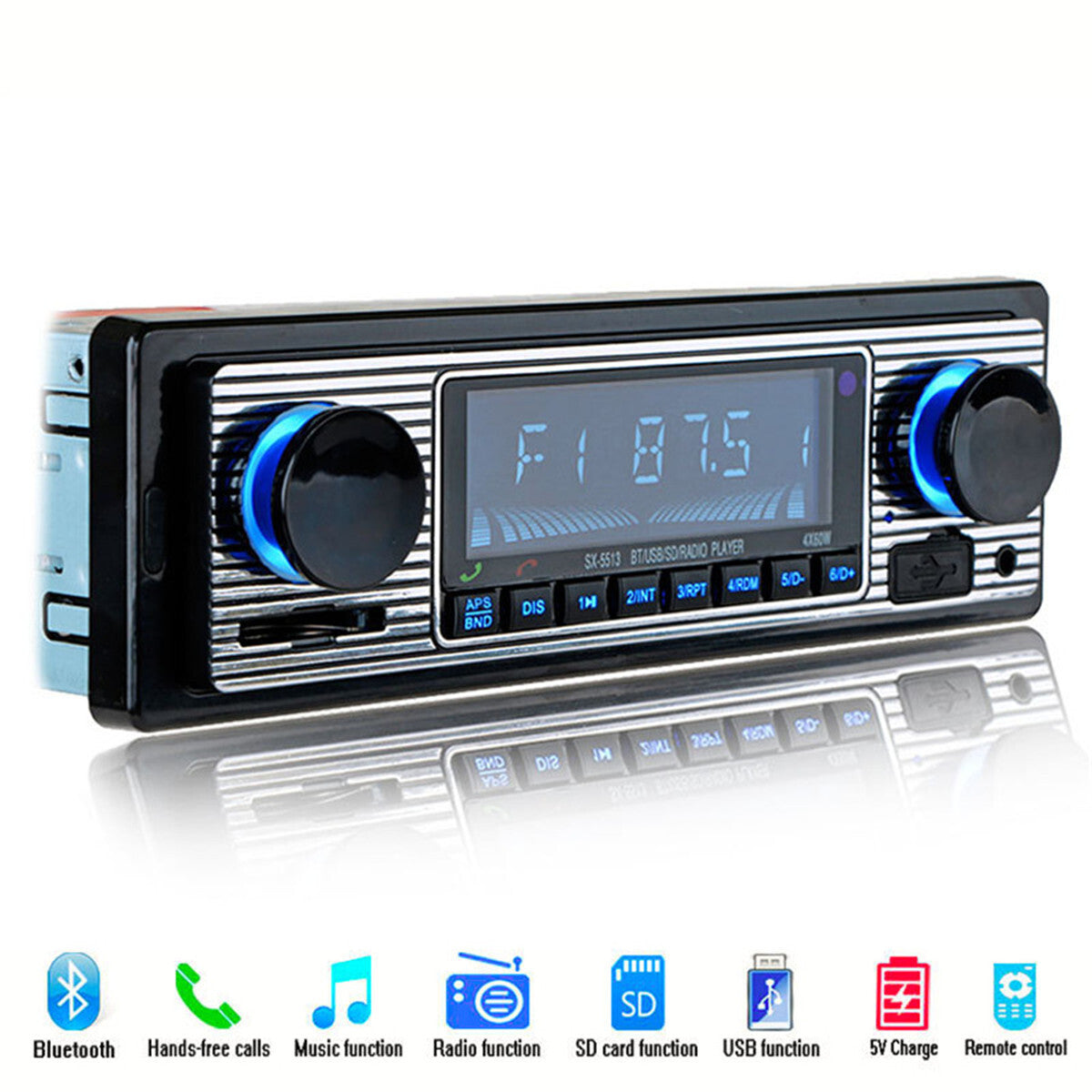 Bluetooth Car Stereo Radio In-dash MP3 Player Handsfree FM USB/SD/AUX W/Remote