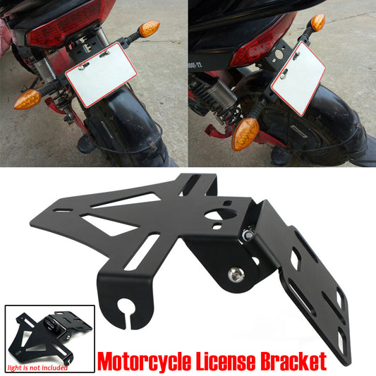 Motorcycle mudguard kit, license plate holder, adjustable, flip-up and folding.
