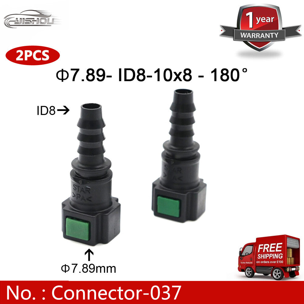 2-Pack 7.89mm ID8 10x8 180¡ã Fuel Line Hose Quick Release Female Connector