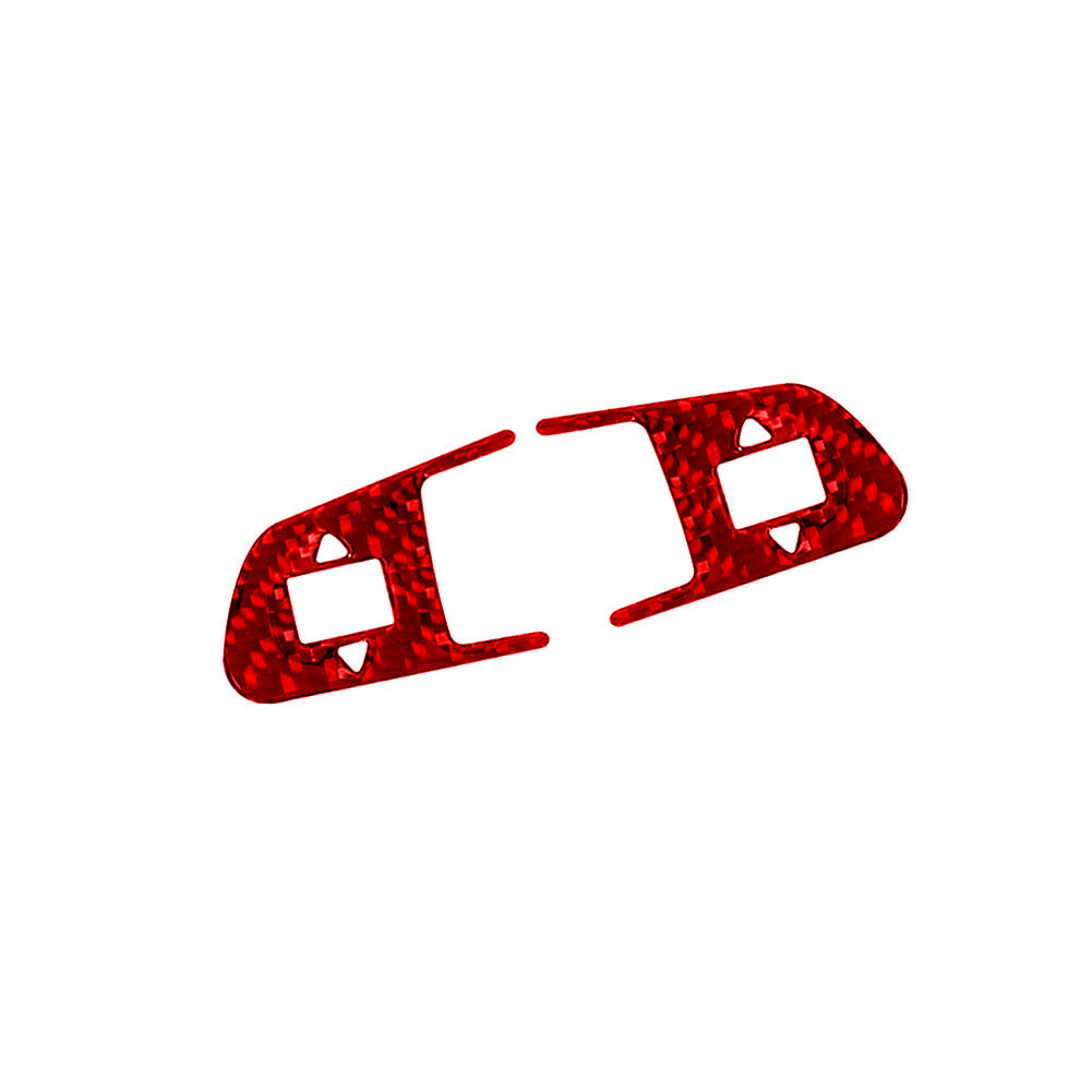 2Pcs Red Carbon Fiber Steering Wheel Buttons Cover Trim for Audi Q7 2007-2015