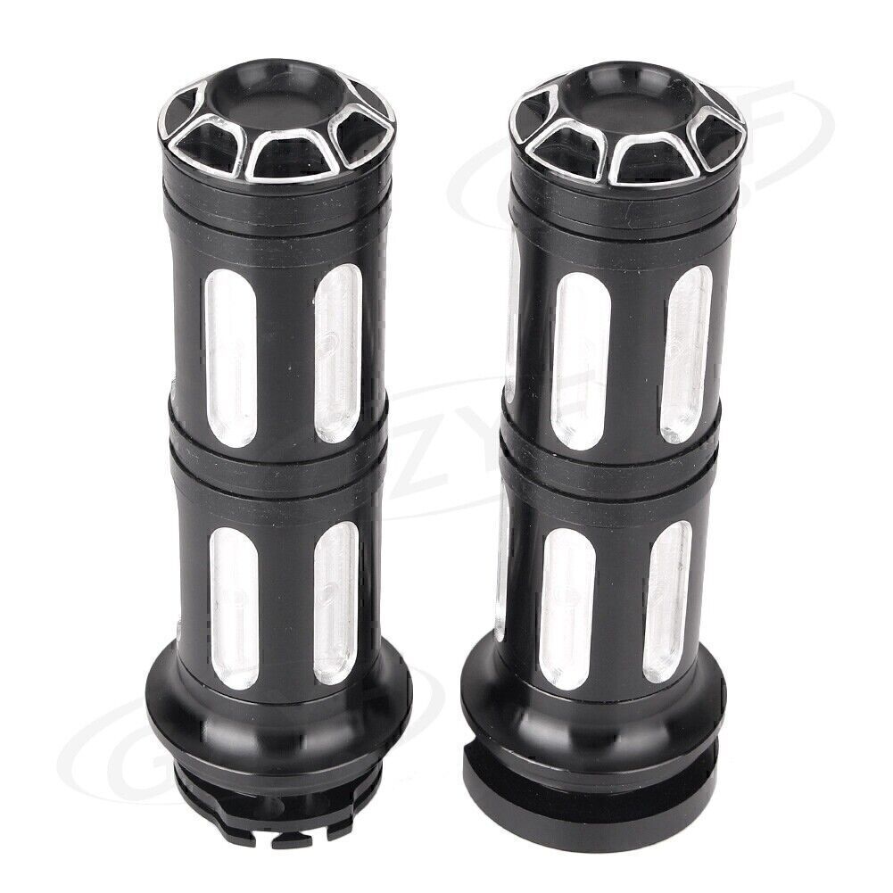 2x CNC 1 Handlebar Hand Grips Fit for Harley Touring Road Street Glide 1996-2007