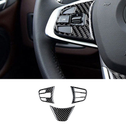 3Pcs Carbon Fiber Interior Steering Wheel Cover Trim for BMW X1 F48 2016-2018
