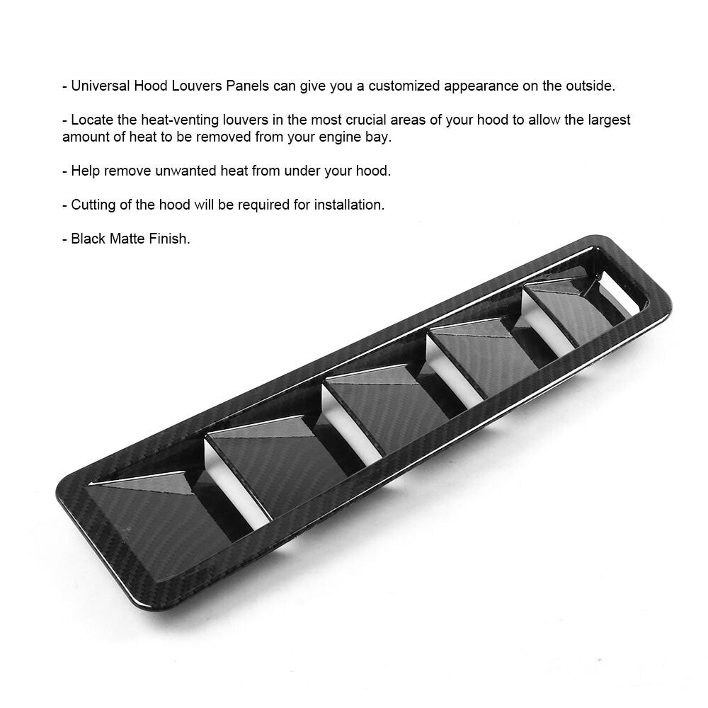 Car Carbon Fiber Hood Vent Louver Cooling Panel Trim Universal 1 Pair