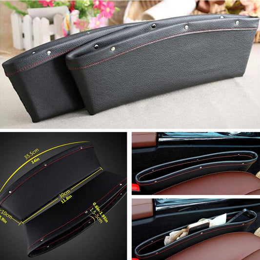 2 PCS Set PU Black Bag Leather Box Caddy Car for Seat Slit Pocket Storage Organizer