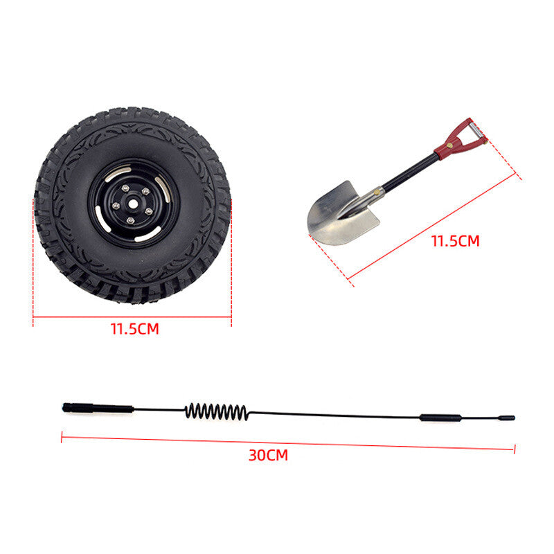 1 Creative Miniature Spare Tire Flag Shovel Off-Road Rigs Build For Car Styling