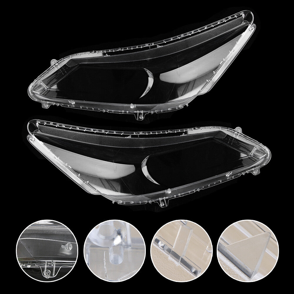 Left + Right for Honda Accord 2013 - 2015 Transparent Headlight Lens Cover - Headlight Lens