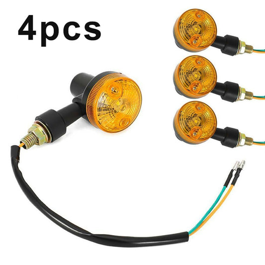 4pcs Indicator Lamp 12V Turn Signal Amber Lens Motorcycle Turn Signal Lights Set