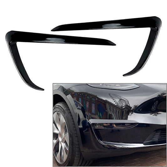 Gloss Black Front Fog Light Lamp Eyebrow Cover Trim Fit for Tesla for Model Y 2020-2023