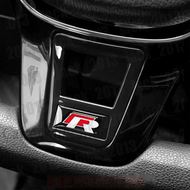 Black R Steering Wheel Sequin Cover Trim for Volkswagen for VW Atlas 2017-2024