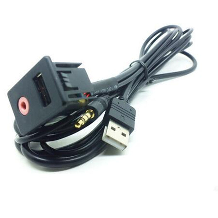 Car Headphone Jack Mounting Panel Dash Dock Input Lead Flush Mount 3.5mm AUX USB
