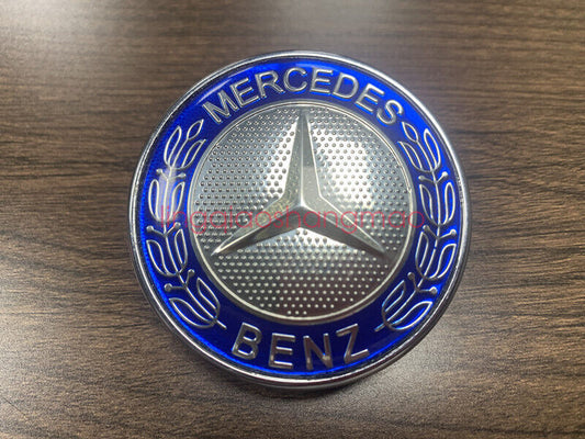 Blue flat-cover decorative badges are available on for Mercedes-Benz C-Class W205 W212 57 mm