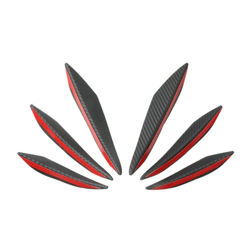 6PC Car Carbon Fiber Bumper Splitter Fin Air Knife Spoiler Canards Valence Chin