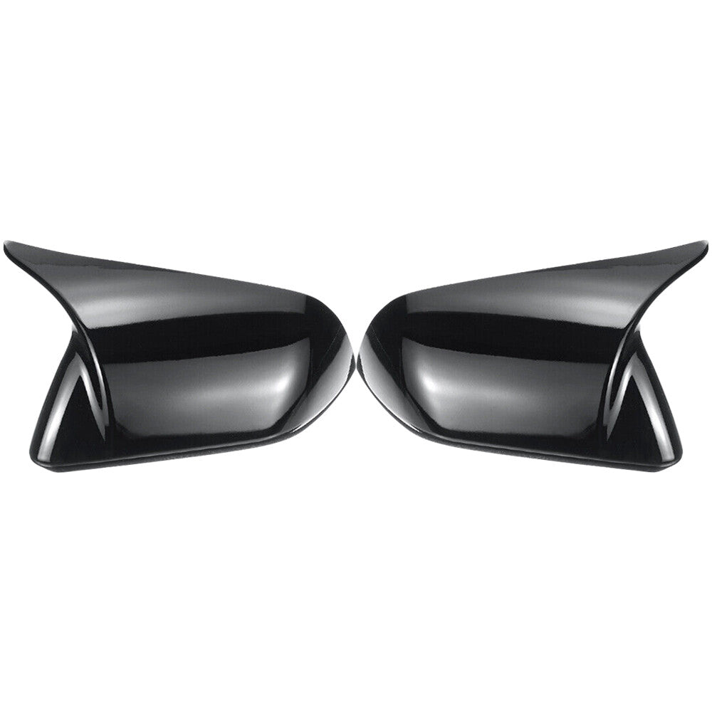 Horn Style Rearview Side Mirror Cover Glossy Black Plastic for Mustang 2015-2022