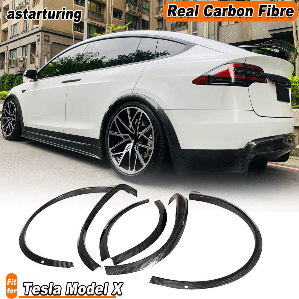 for Tesla Model X 2016-21 REAL Carbon Wheel Eyebrow Arch Trim Fender Flares 6PCS