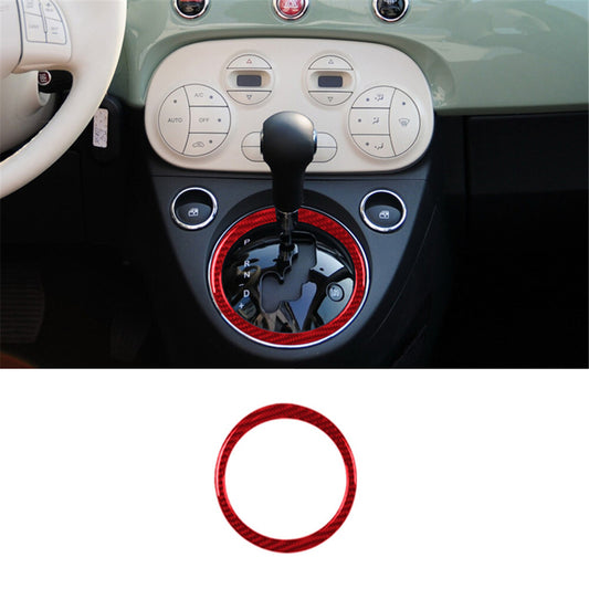 Red carbon fiber automatic gearshift trim for 2012-2015 for Fiat 500