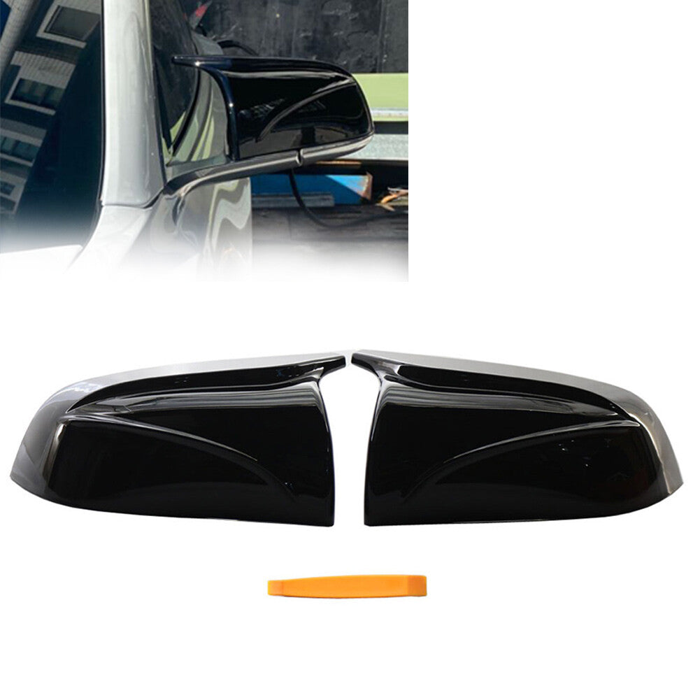 Pair Wing Rearview Mirror Cover Cap Gloss Black for Tesla Model 3 2017-2020