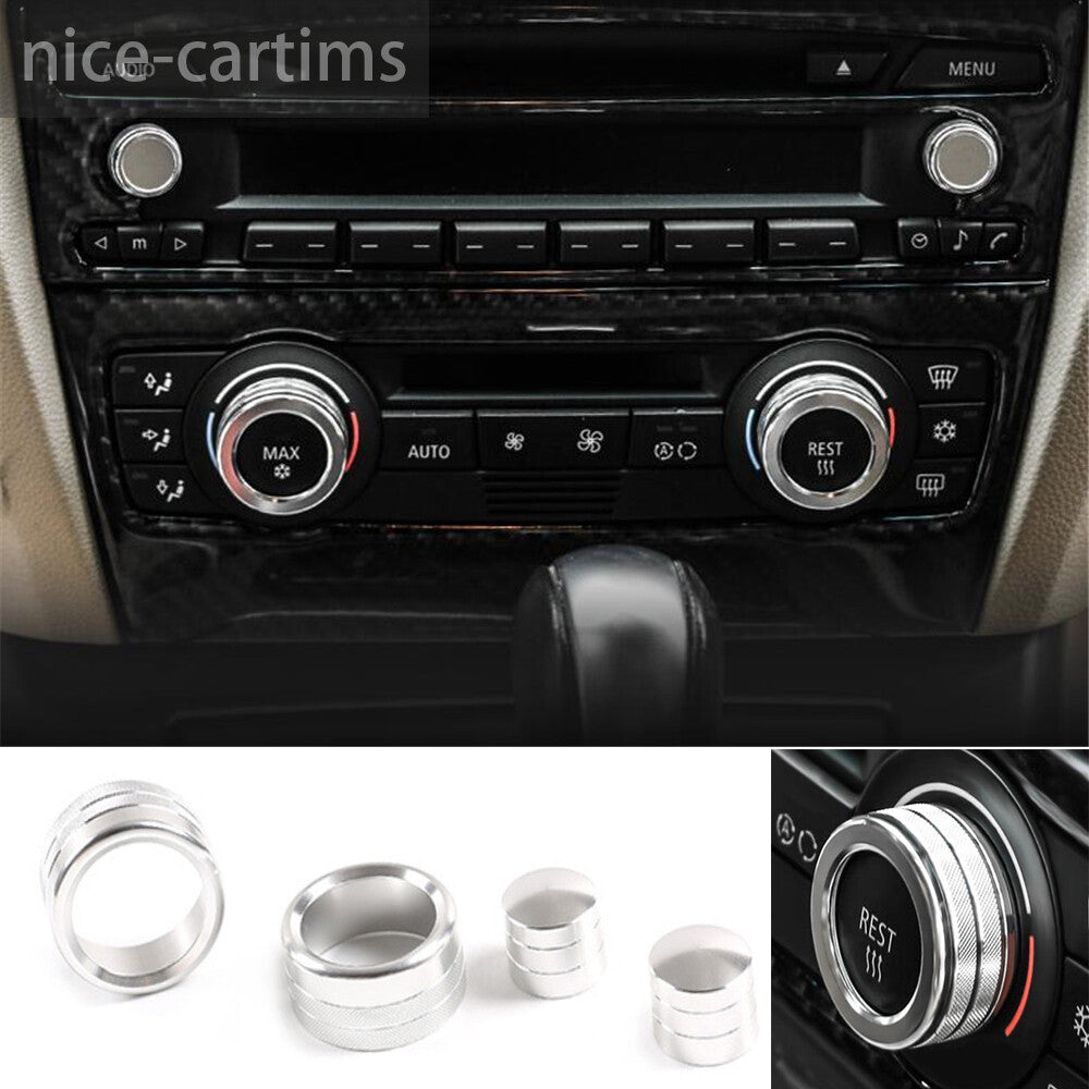 for BMW 3 Series E90/92 07-12 Alloy Silver Air Condition Switch Knob Ring Trim¡Á4